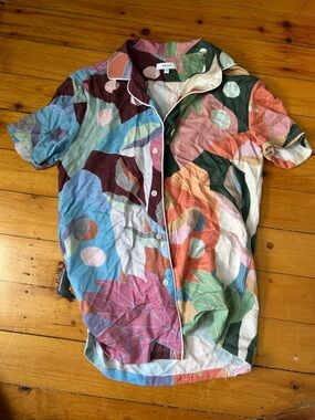 Reiss Mens Kadiz Printed Cuban Collar Shirt Button Up Classic Fit Multi Size xs